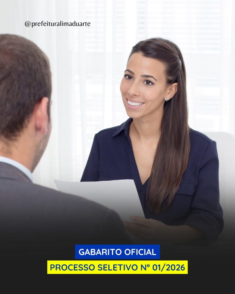 Imagem da notícia: Acesse o Gabarito Oficial do Processo Seletivo Simplificado nº 01/1016 no site da Prefeitura de Lima Duarte!